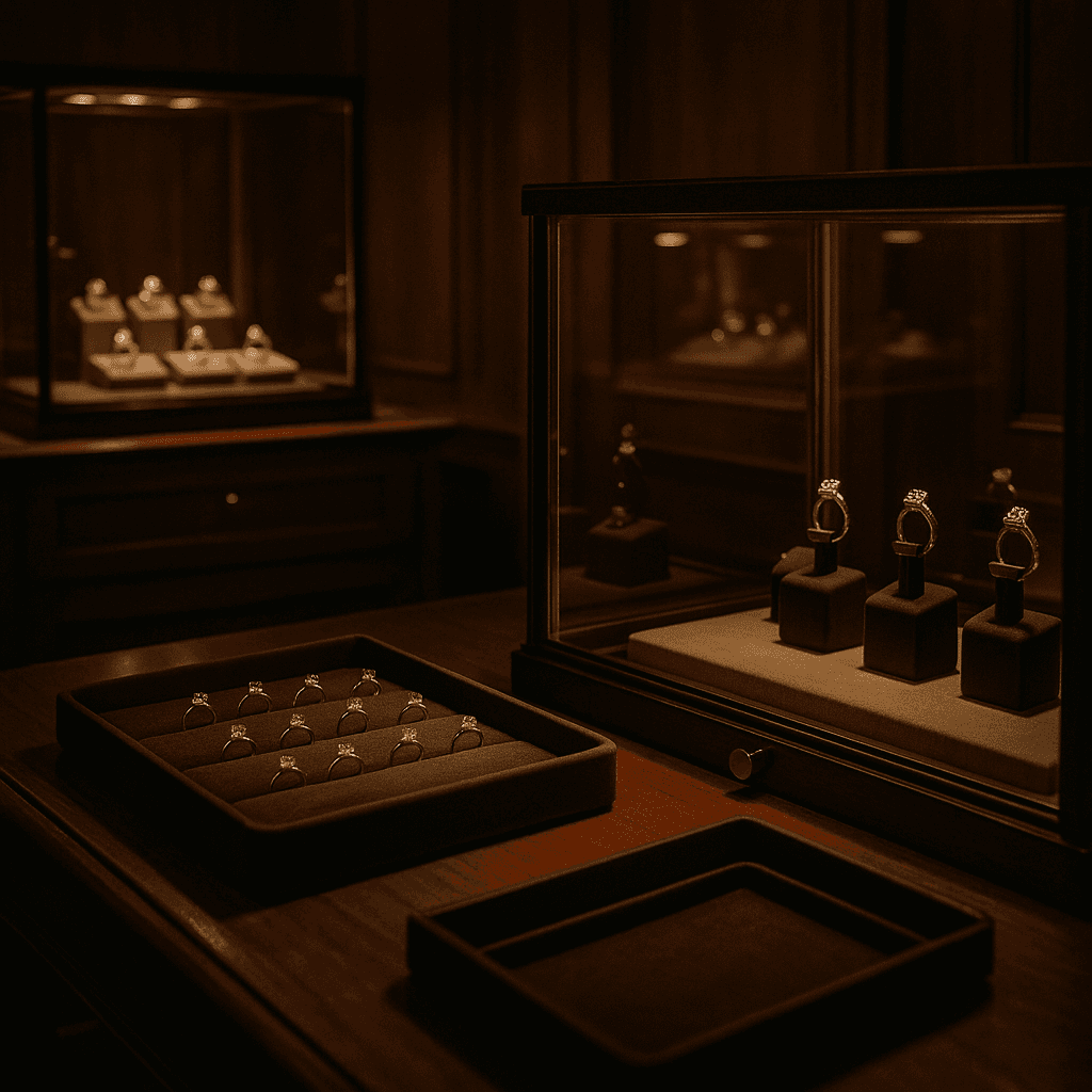 Luxury jewelry boutique display cases